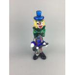 A MURANO GLASS STYLE FIGURE OF A CLOWN