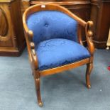 A FRENCH STYLE MAHOGANY TUB CHAIR