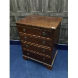 A MAHOGANY CHEST OF FOUR DRAWERS