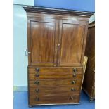 A REGENCY MAHOGANY SECRETAIRE PRESS CUPBOARD