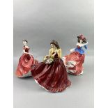 A ROYAL DOULTON FIGURE OF 'CHARLOTTE' AND FOUR OTHERS