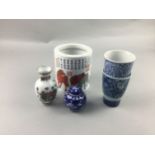 A 20TH CENTURY CHINESE CERAMIC BRUSH POT AND OTHER CERAMICS