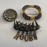A LOT OF TWO MOURNING BROOCHES AND ONE OTHER