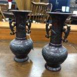 A PAIR OF CHINESE BRONZE VASES