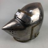 A REPRODUCTION STEEL KNIGHTS HELMET