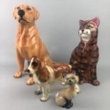 A PRICE KENSINGTON CERAMIC FIGURE OF A CAT AND OTHERS