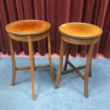 A LOT OF TWO INLAID MAHOGANY CIRCULAR PLANT STANDS