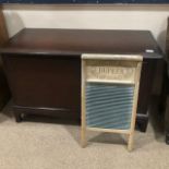 A STAG BLANKET CHEST AND A VINTAGE DUPLEX WASH BOARD