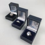 A COLLECTION OF SILVER GEM SET RINGS