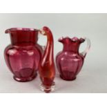 A LOT OF CRANBERRY GLASS WARE