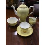 A TUSCAN YELLOW AND GILT PART TEA SERVICE AND OTHER TEA WARE