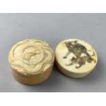 AN EARLY 20TH CENTURY CHINESE IVORY BOX AND ANOTHER