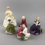 A ROYAL WORCESTER FIGURE OF 'FIRST DANCE' AND FOUR ROYAL DOULTON FIGURES
