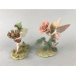 A ROYAL WORCESTER FIGURE OF 'THE STRAWBERRY FAIRY', ANOTHER FIGURE AND 6 COLLECTORS PLATES