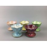 A SET OF SIX MALING SUNDAE DISHES AND FIVE BESWICK DISHES