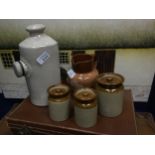 A LOT OF STONEWARE JARS AND OTHER CERAMICS