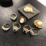 A GROUP OF SILVER AND OTHER DRESS RINGS