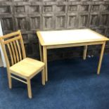 A TILE TOPPED KITCHEN DINING TABLE AND FOUR CHAIRS