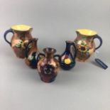 A PAIR OF HAND PAINTED H&K TUNSTALL JUGS AND OTHERS