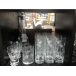 A SUITE OF GLASSES WITH ETCHED THISTLE DECORATION