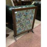 A 20TH CENTURY EMBROIDERED FIRE SCREEN