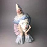 A LLADRO BUST OF A CLOWN