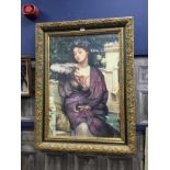 A LARGE FRAMED PRINT OF A YOUNG LADY AFTER POYNTER