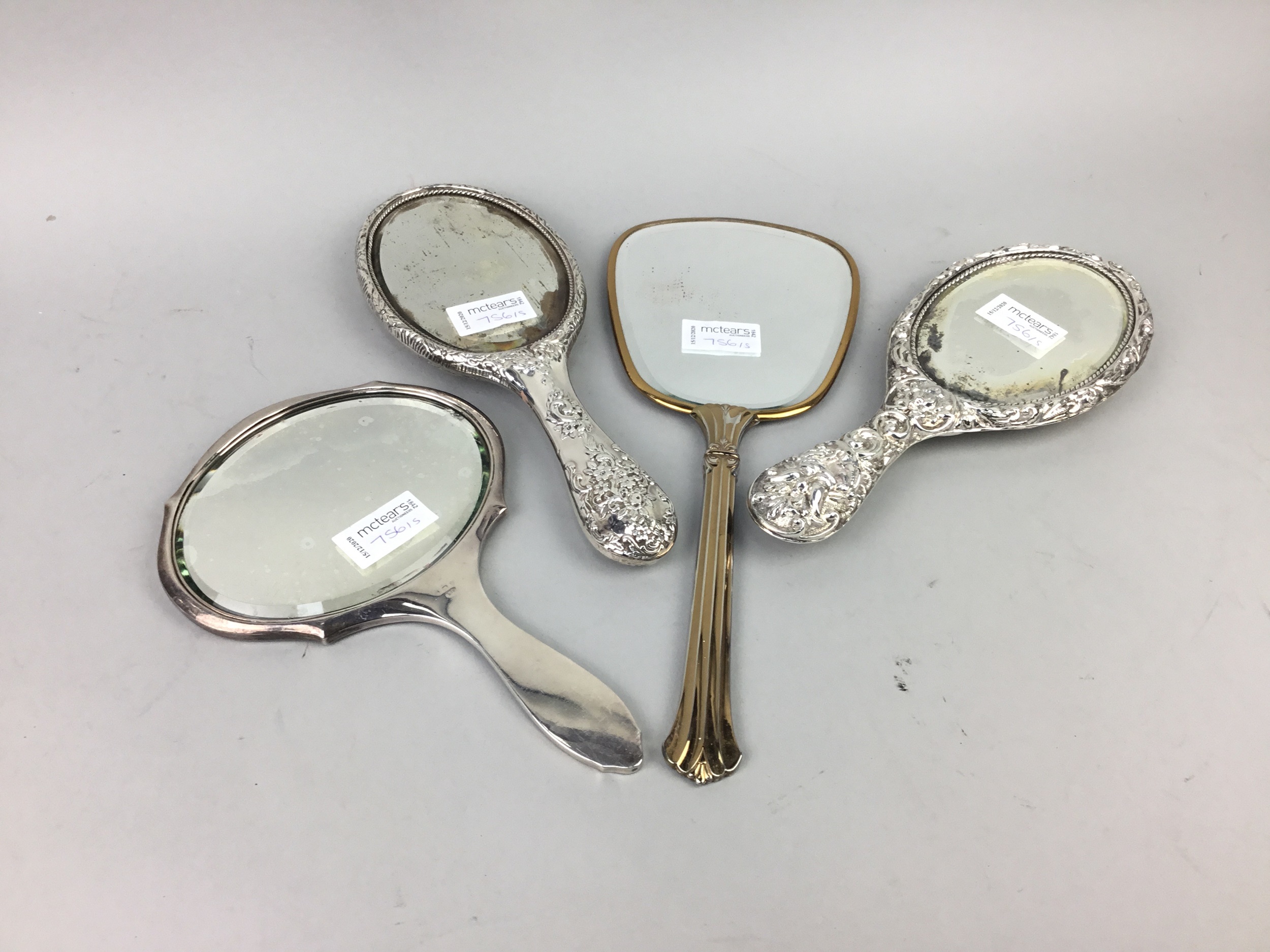 A SILVER PLATED DRESSING MIRROR AND FOUR VANITY MIRRORS - Image 2 of 2