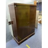 A MAHOGANY TWO DOOR WARDROBE