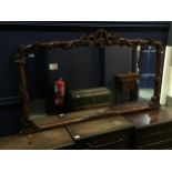 A REPRODUCTION VICTORIAN STYLE OVER MANTEL WALL MIRROR