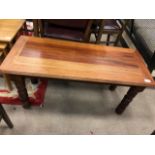 A MAHOGANY COFFEE TABLE AND A MODERN NEST OF TABLES