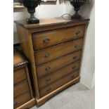 A MODERN CHERRYWOOD CHEST OF DRAWERS AND TWO BEDSIDE CHESTS
