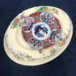 A CHINESE IMARI PATTERN PLATE ALONG WITH CERAMIC DINNER WARE