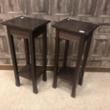 A PAIR OF CHINESE STYLE HARDWOOD PLANT STANDS
