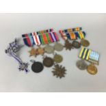 A GROUP OF MEDALS, ALONG WITH VARIOUS CUFFLINKS AND A GENTS WATCH