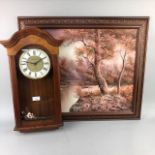 A MODERN WALL CLOCK AND MODERN OIL PAINTING