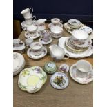 A LOT OF TWO PART TEA SERVICES AND A GROUP OF OTHER CERAMICS