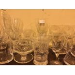 A LOT OF VARIOUS CRYSTAL AND GLASS DRINKING GLASSES