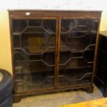 A MAHOGANY TWO DOOR BOOKCASE