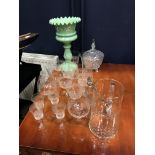 A LOT OF GLASS WARE INCLUDING A WATER JUG AND GLASSES