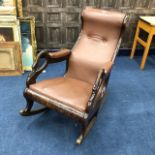 A VICTORIAN MAHOGANY ROCKING CHAIR