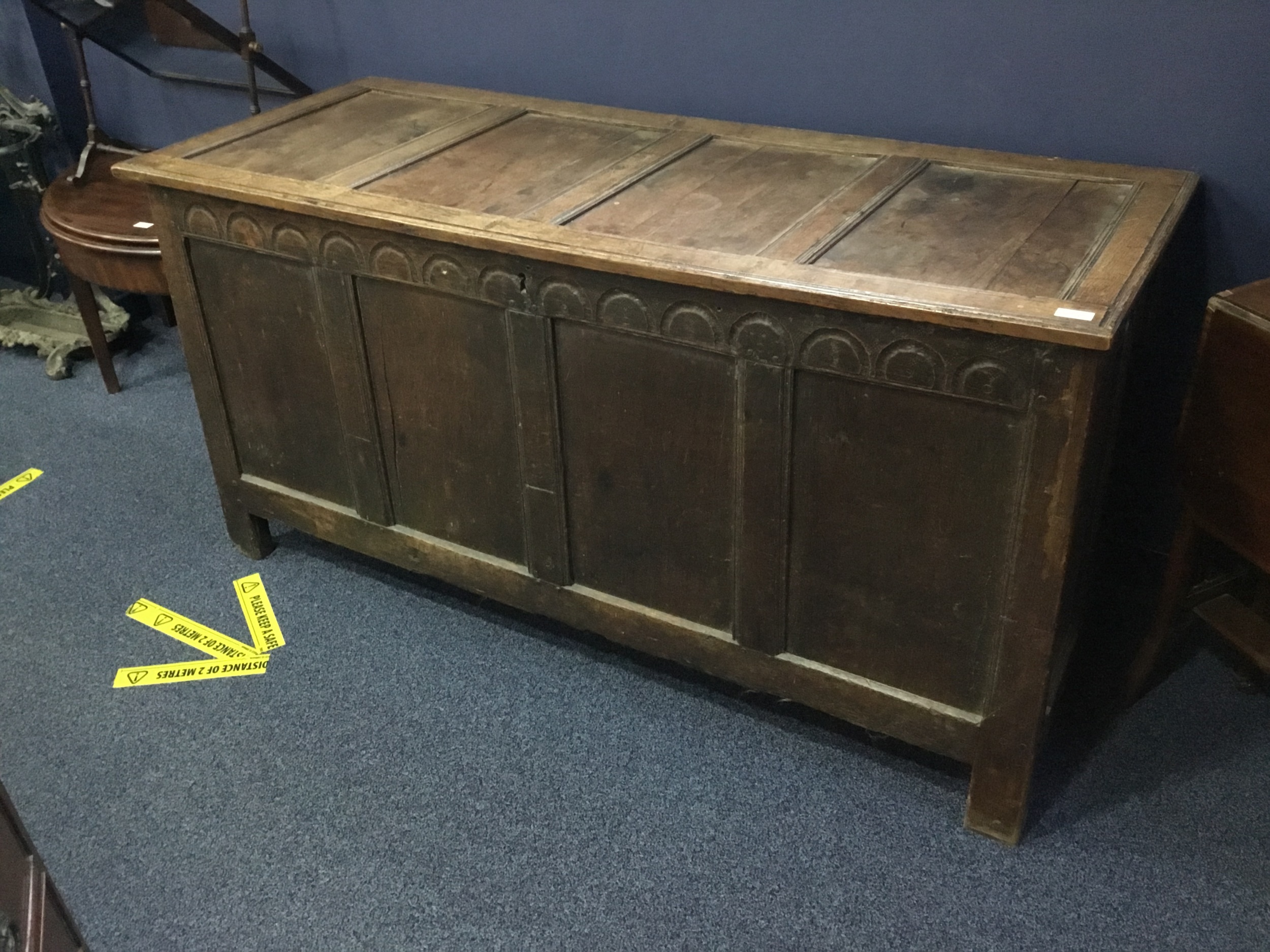 A LARGE OAK BLANKET CHEST