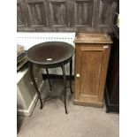 A VICTORIAN PINE BEDSIDE LOCKER AND AN OCCASIONAL TABLE