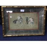 A PAIR OF CHINESE PRINTS OF POLO PLAYERS