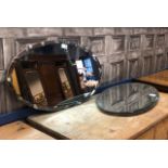 A LOT OF TWO OVAL WALL MIRRORS