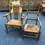 A GEORGE III CARVER CHAIR AND ANOTHER