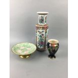 A MODERN CHINESE FAMILLE ROSE VASE AND OTHER CERAMICS