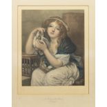 A GIRL WITH A DOVE, AN ENGRAVING AFTER JEAN-BAPTISTE GREUZE