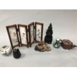 A COLLECTION OF CHINESE CERAMICS, SCROLLS, HARDSTONE AND OTHER ITEMS