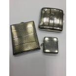 A LOT OF THREE SILVER CIGARETTE CASES AND TWO VESTA CASES